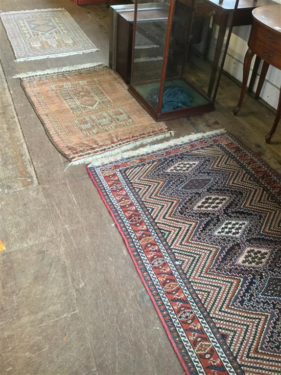 Caucasian rug and 2 Afghan rugs